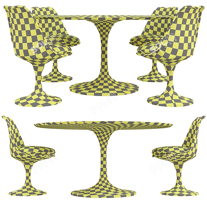 Elegant Saarinen Tulip Table Set 3D model image 7