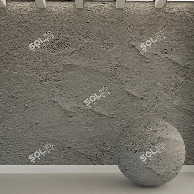 Vintage Concrete Wall Plaster 3D model image 1