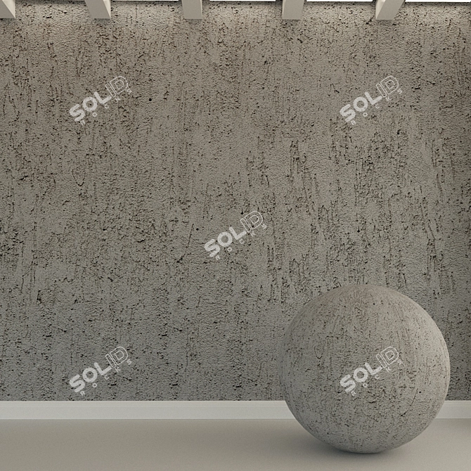 Vintage Gray Concrete Wall 3D model image 1