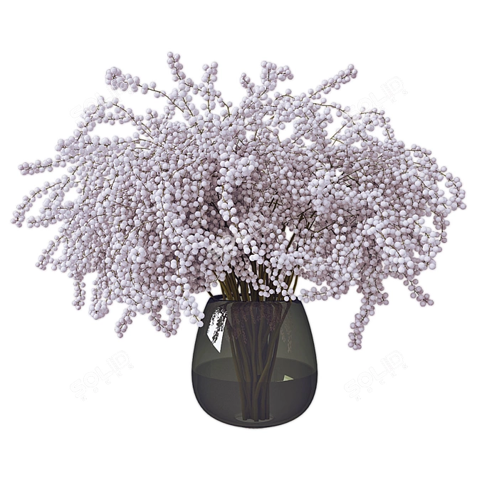 White Mimosa Bouquet Image Hat 3D model image 1