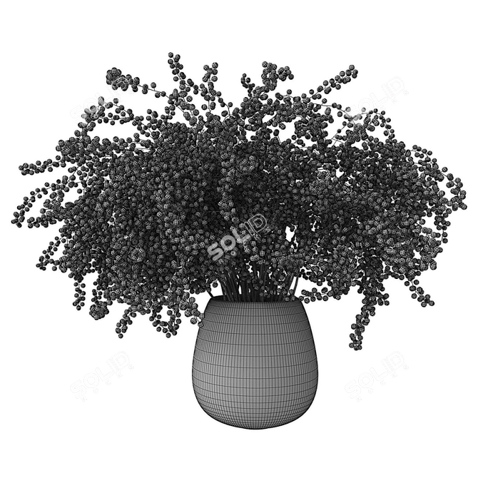 White Mimosa Bouquet Image Hat 3D model image 2