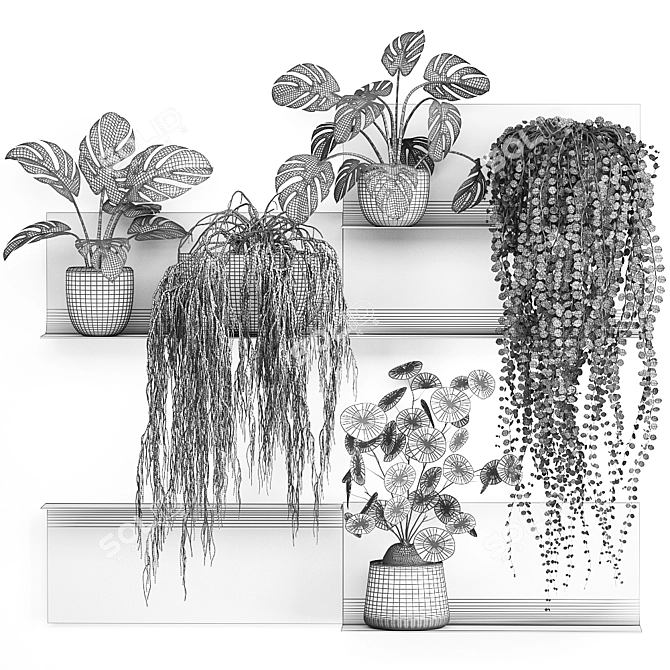 Vertical Garden Shelf Kit: Exotic Plants & Succulents 3D model image 7
