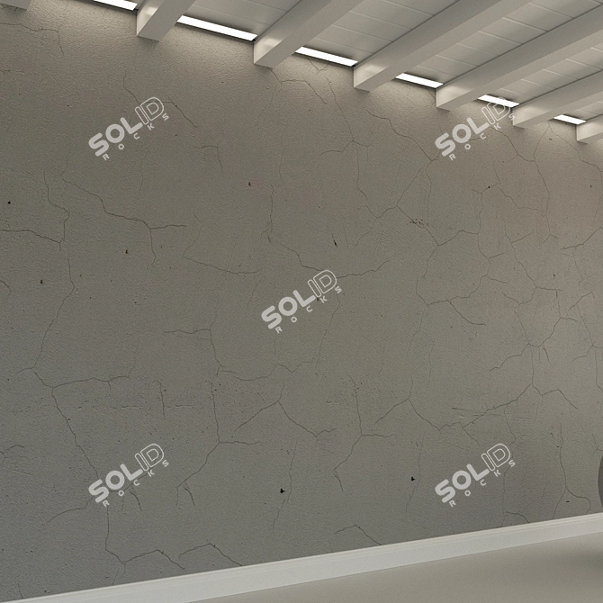 Vintage Concrete Wall with Old Plaster 3D model image 3