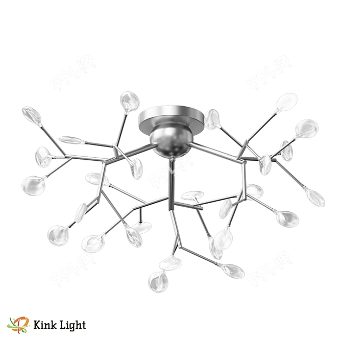 Scandinavian Chrome Lamp with Transparent Shades - Ideal for Living Room 3D model image 1