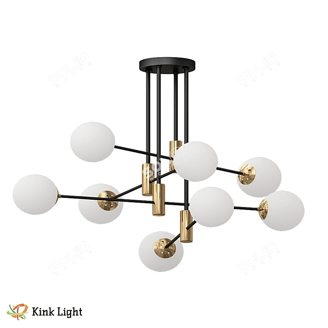 Scandinavian Black Metal Chandelier 3D model image 1