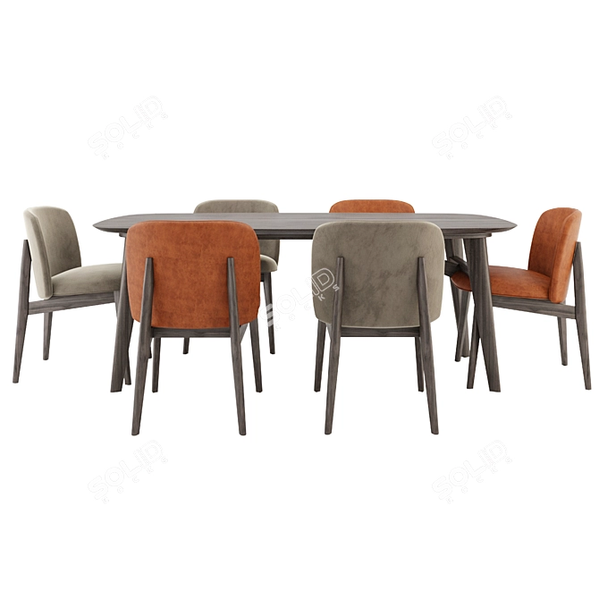 Elegant Abrey Chair & Table 3D model image 2