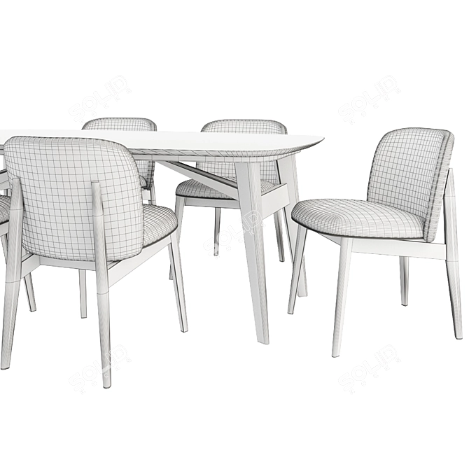 Elegant Abrey Chair & Table 3D model image 3