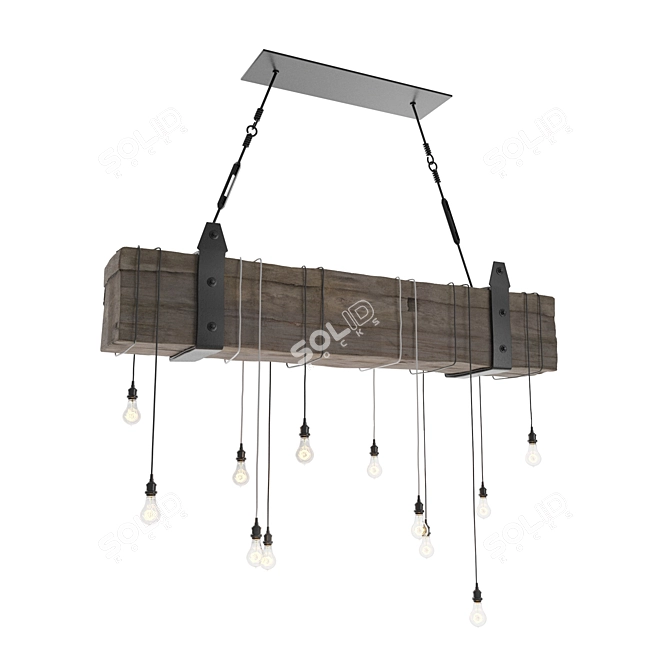 Scandi Log Chandelier: Authentic Nordic Lighting 3D model image 1