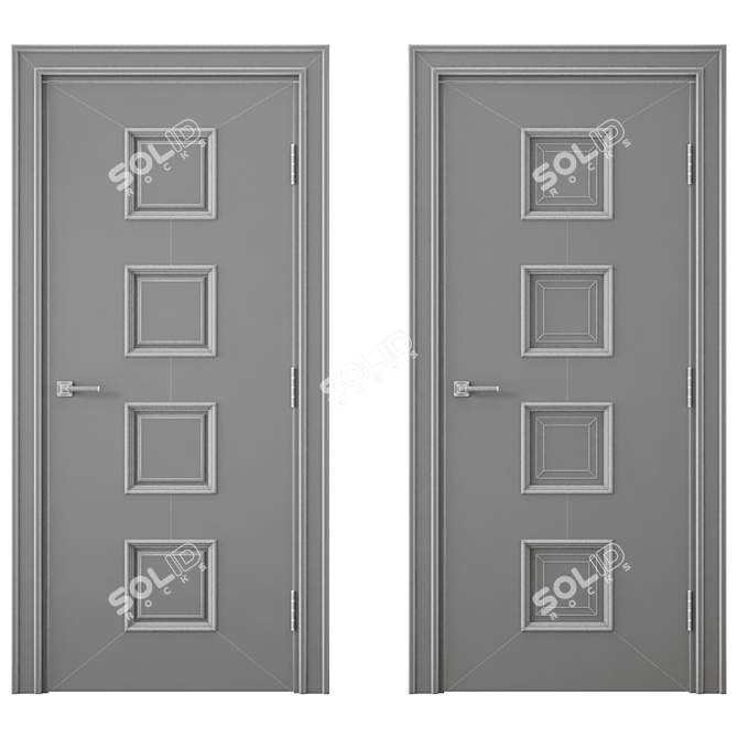 Modern Wood Interior Door 3D model image 4