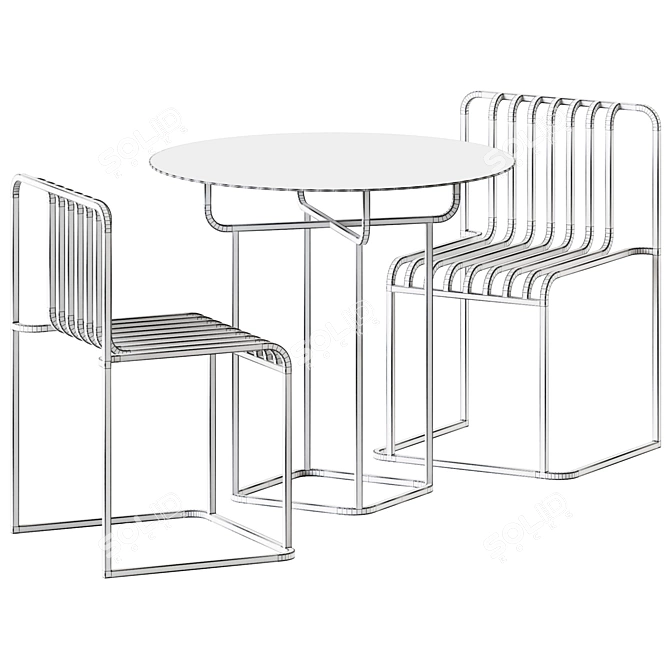 Table and Chair Grill Set 3D model image 2