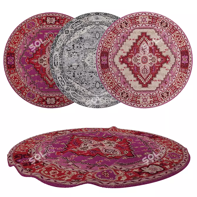 Round Rugs Set - Versatile 3D Models 3D model image 1