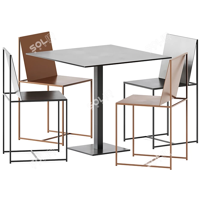 Stylish Outdoor Dining Set: Table Mona by Grill and Chair Slim Sissi by Zeus Noto 3D model image 1