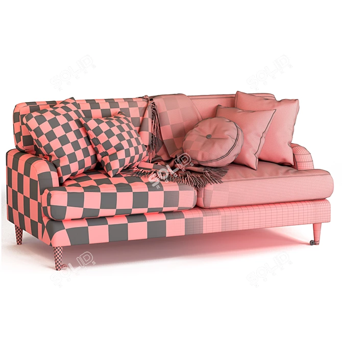 Gray Elegance: Woven Fabric 3-Seater Sofa 3D model image 4