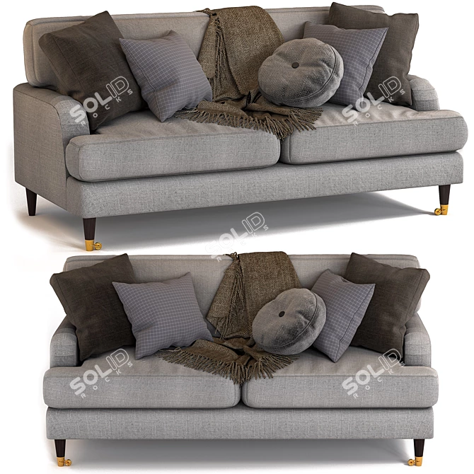 Gray Elegance: Woven Fabric 3-Seater Sofa 3D model image 6