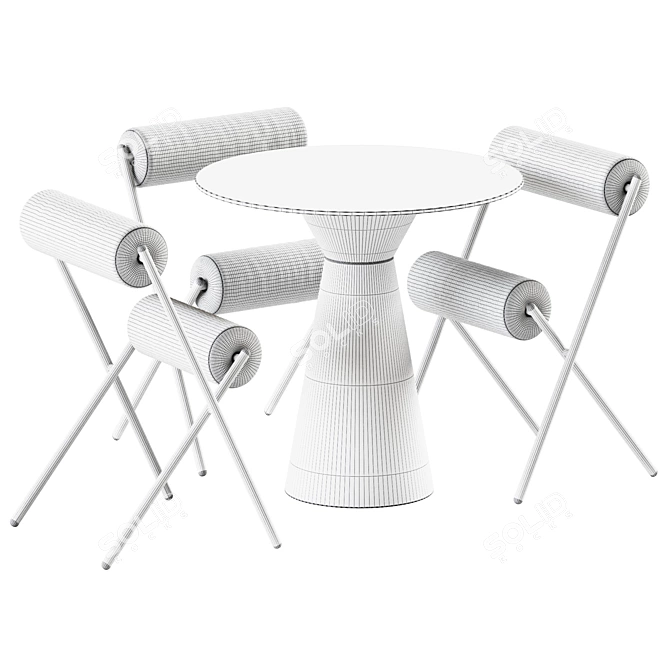 Stylish Roller Table and Elegant Guest Chairs 3D model image 3