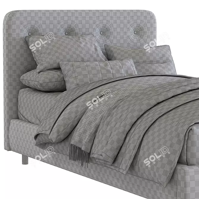 Elegant Miller Tufted Bed 3D model image 5