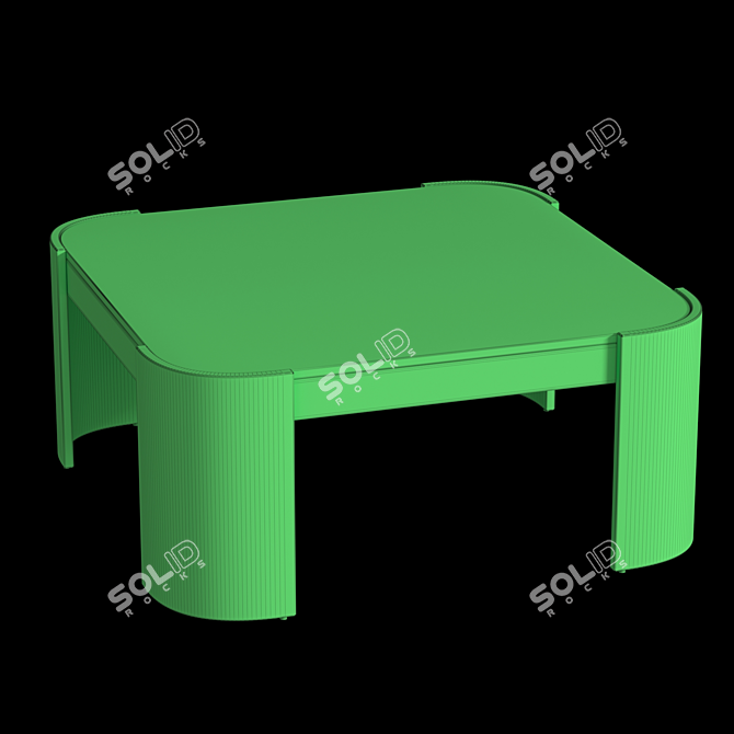 Elegant Brass and Black Glass Coffee Table 3D model image 3