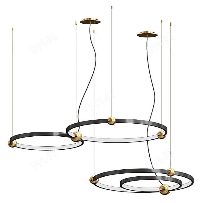 Celestial Orbital Pendant Chandelier 3D model image 2