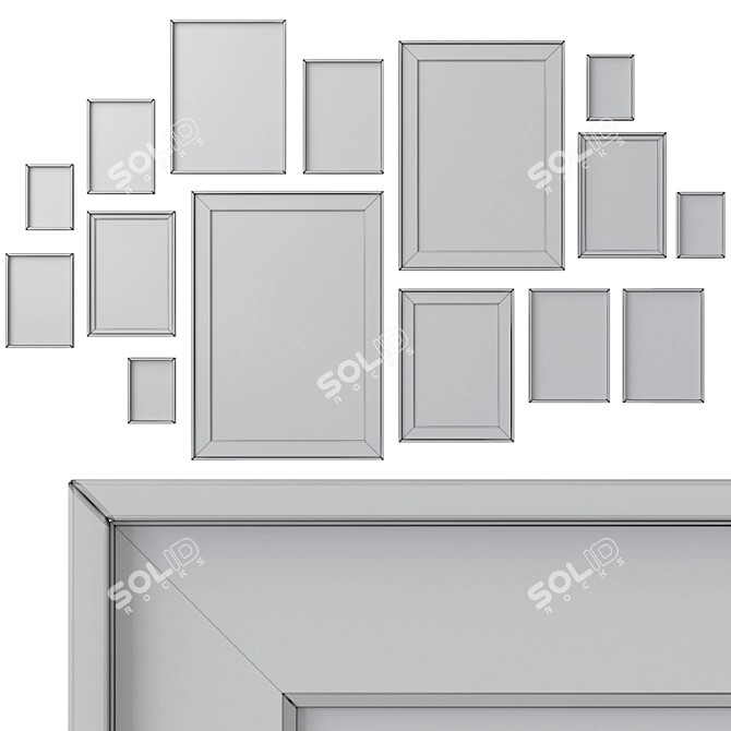 Large Wall Paintings Set with Multiple Frame Colors 3D model image 3