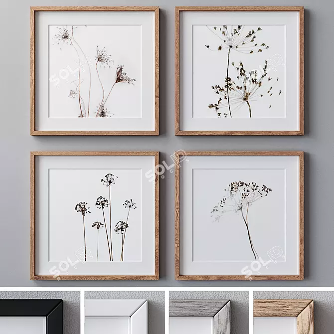 Modern Wall Art Set with 4 Frame Colors 3D model image 1