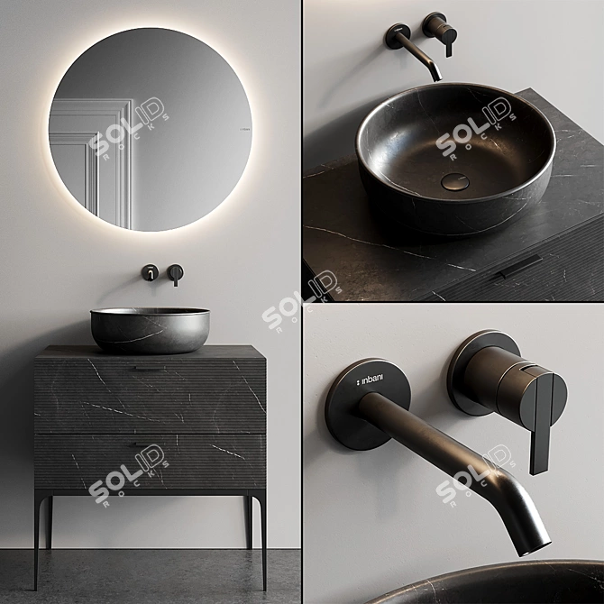 Inbani Grate 02 Vanity Set 3D model image 1