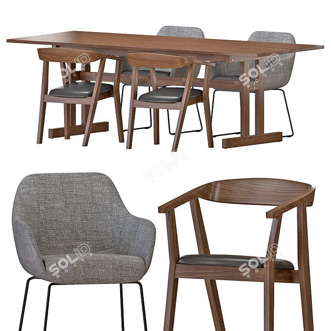 KLIMPFJALL Table and TOSSBERG Chairs Set 3D model image 1