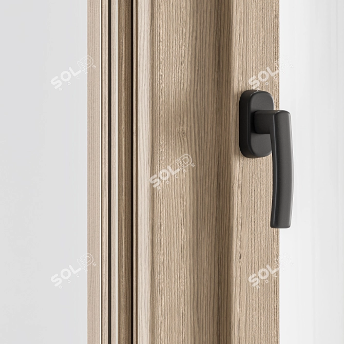 Modern Wooden Window Set 3D model image 4