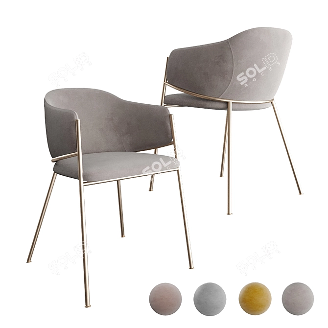 Luxurious Bluvel Dining Chair 3D model image 1