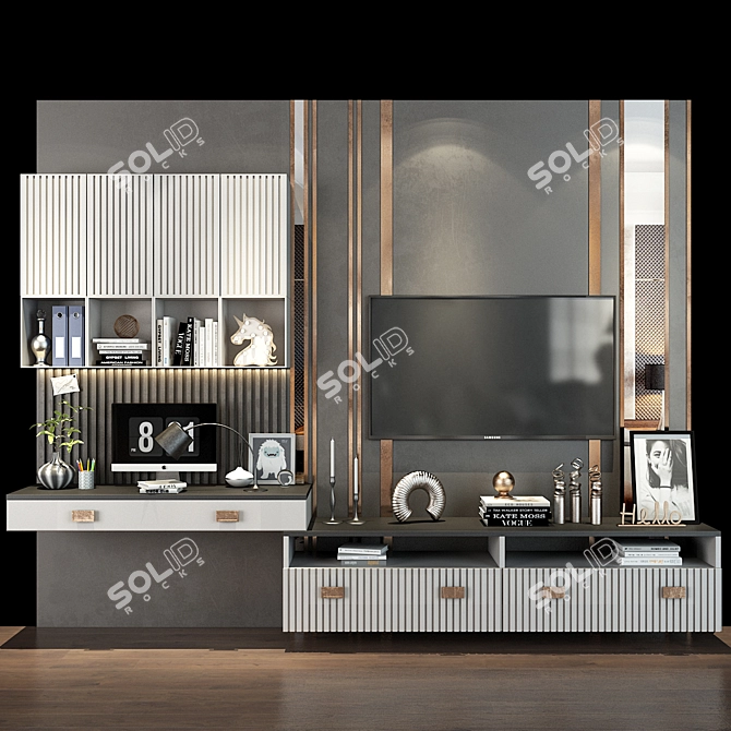 Modern Floating TV Shelf 3D model image 1