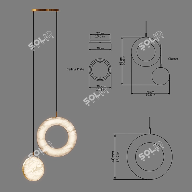 Marc Wood Studio ROSA RING Pendant 3D model image 4