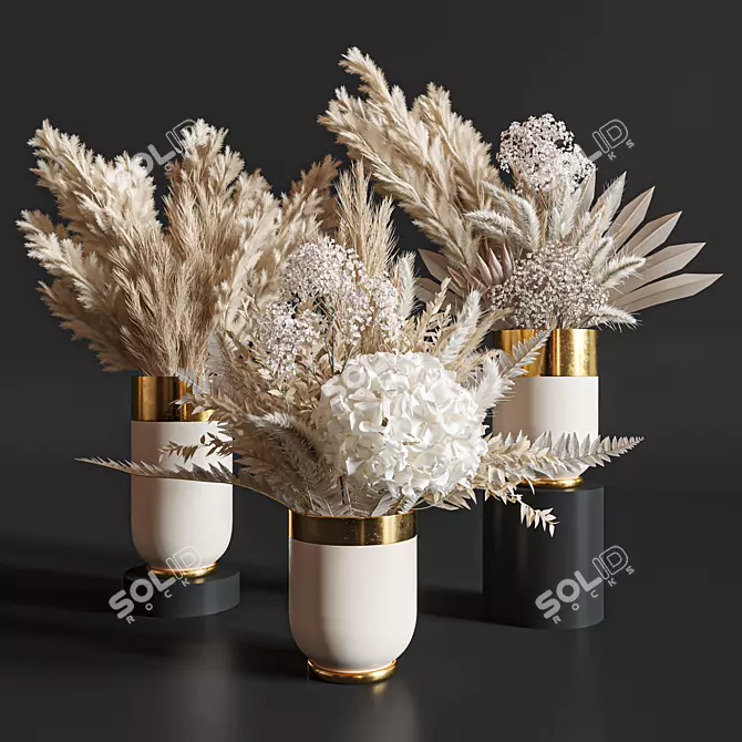 Blooming Beauty Pampas Flower Set 3D model image 1