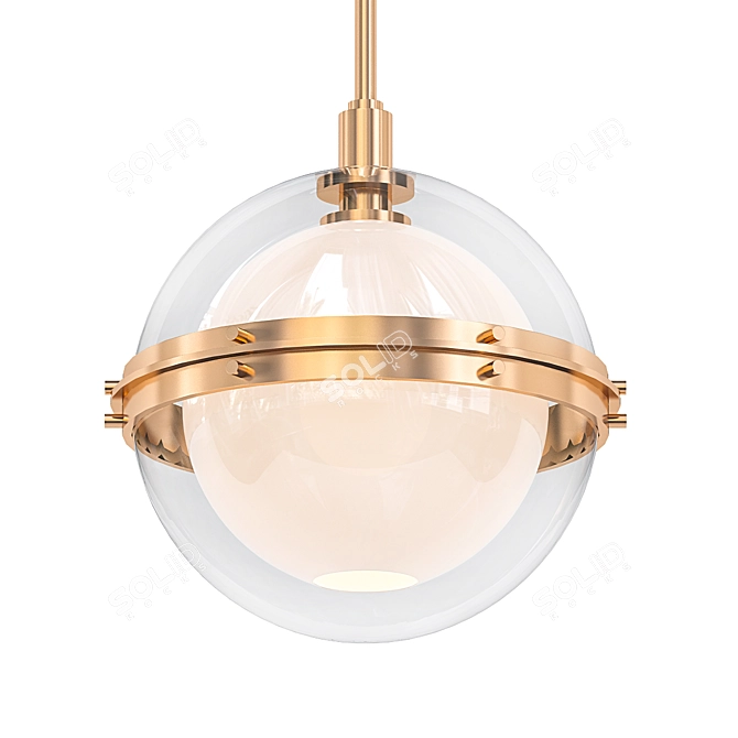 Elegant Aged Brass Pendant Light 3D model image 1