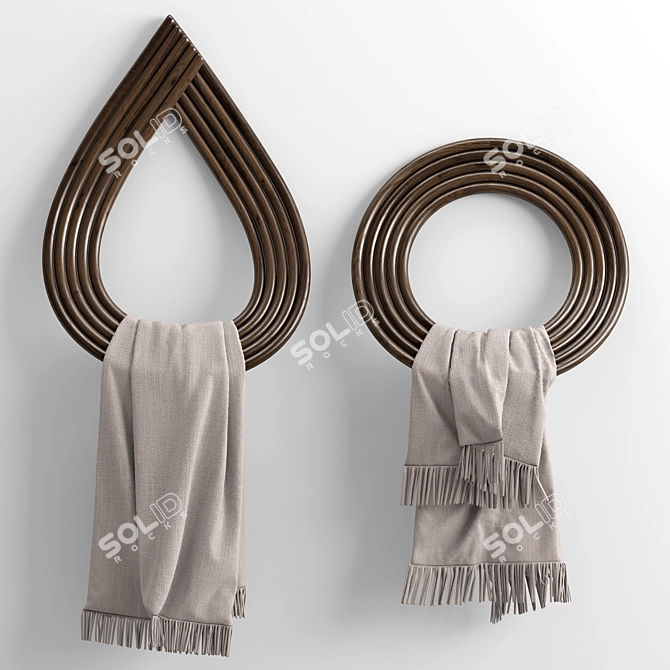 Luxury Bath Towel with Wooden Hanger 3D model image 4