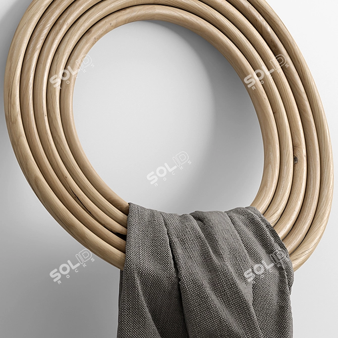 Luxury Bath Towel with Wooden Hanger 3D model image 5