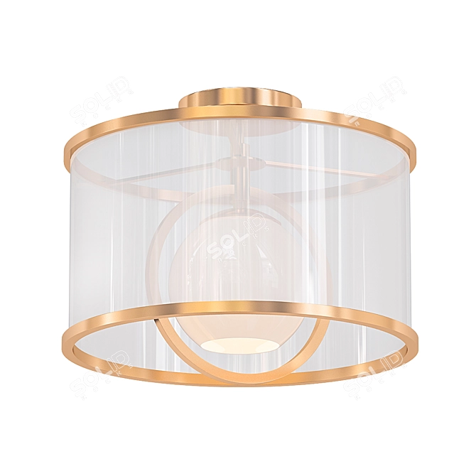 Carlyn 14" Warm Brass Ceiling Light 3D model image 1