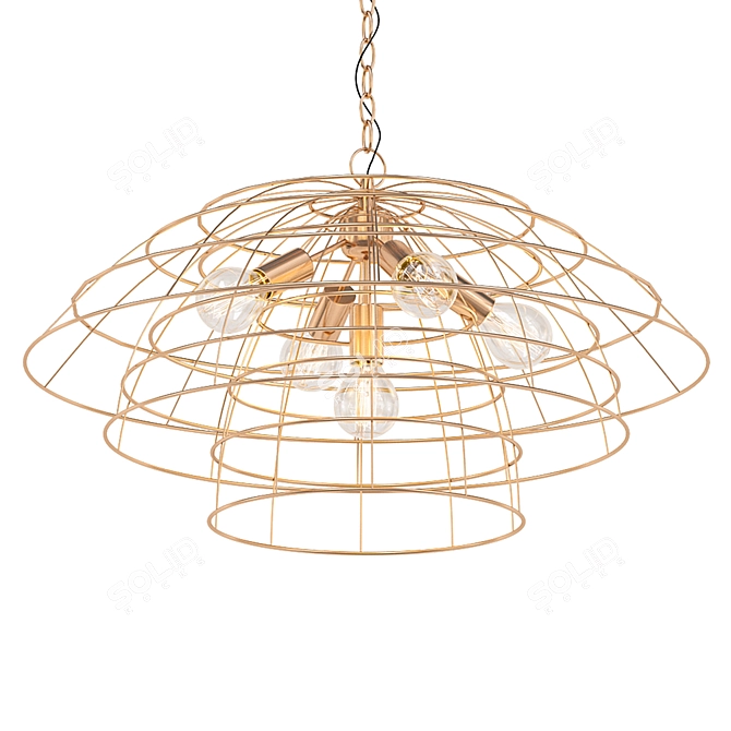 Antique Brass 4-Light Chandelier 3D model image 1