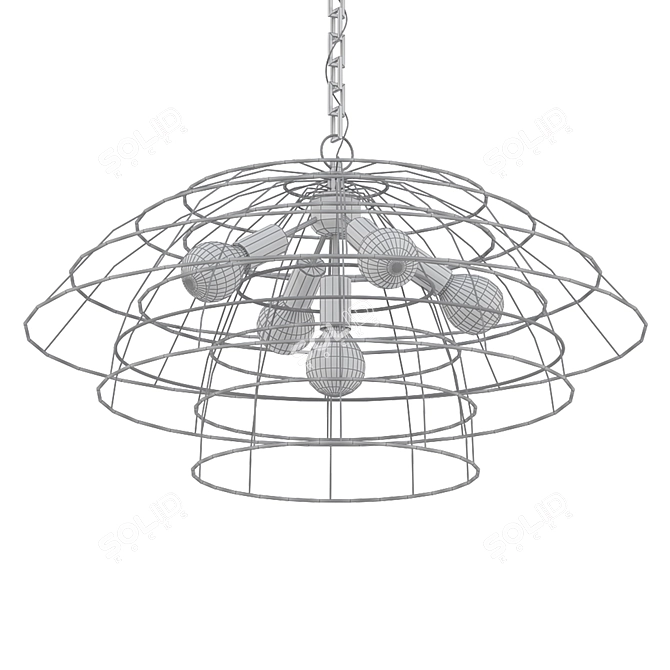 Antique Brass 4-Light Chandelier 3D model image 2