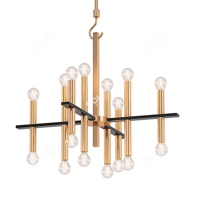 Colette Aged Brass Chandelier 3D model image 1