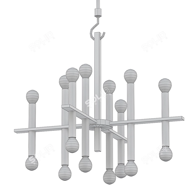 Colette Aged Brass Chandelier 3D model image 2