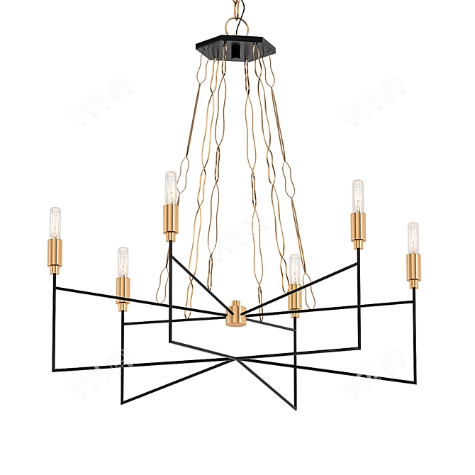 Havana Gold and Carbon Chandelier 3D model image 1