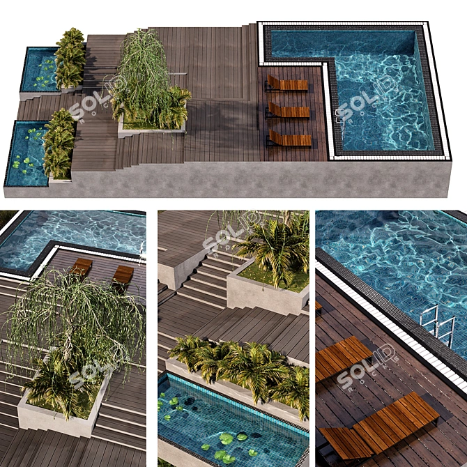 Serenity Pool & Landscape 3D model image 1