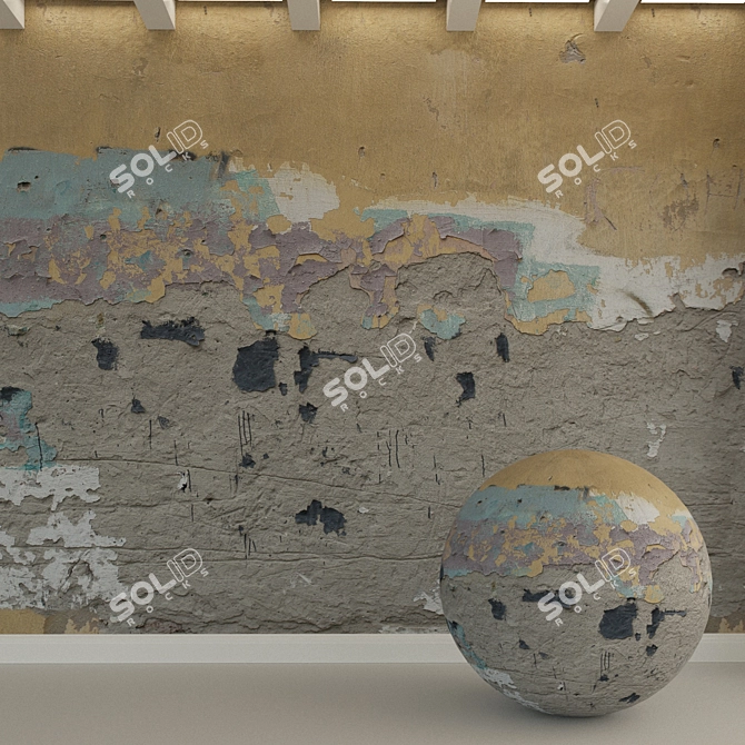 Vintage Concrete Wall Plaster 3D model image 1