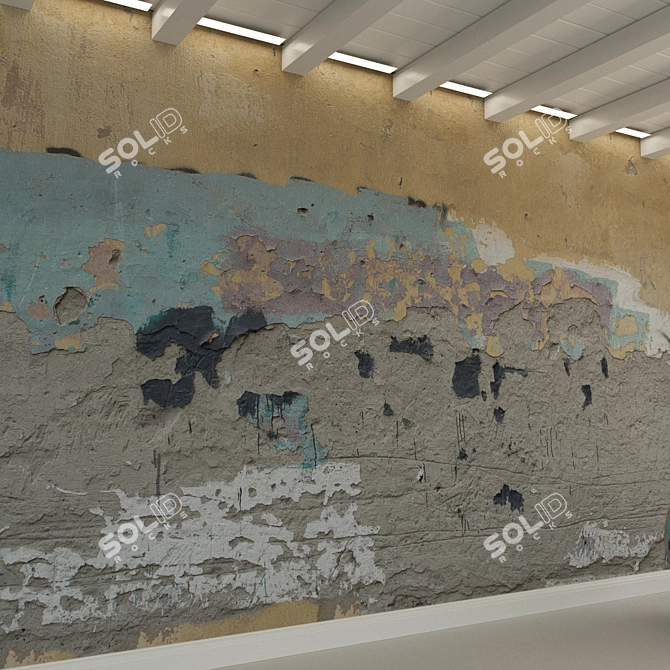 Vintage Concrete Wall Plaster 3D model image 3