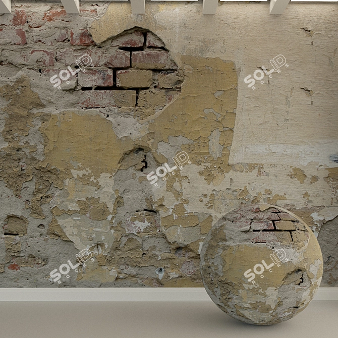 Title: Rustic Concrete Wall: Old Plaster 3D model image 1