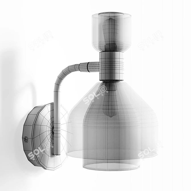 Elegant Brass & Tinted Glass Wall Lamp 3D model image 2