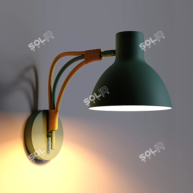 Sunny Retro Metal Rattan Wall Lamp 3D model image 3