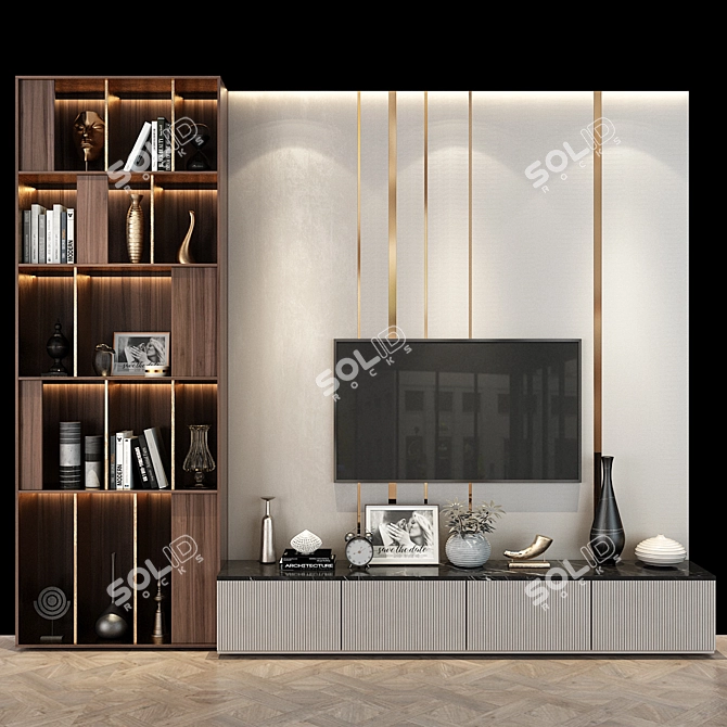 Modern TV Wall Set 277 3D model image 1