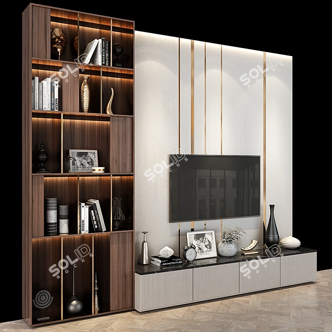 Modern TV Wall Set 277 3D model image 3