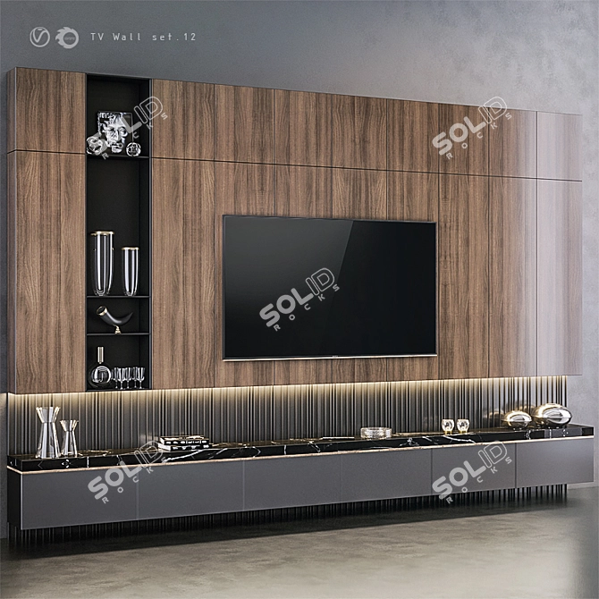 Modern TV Wall Design Set 3D model image 2