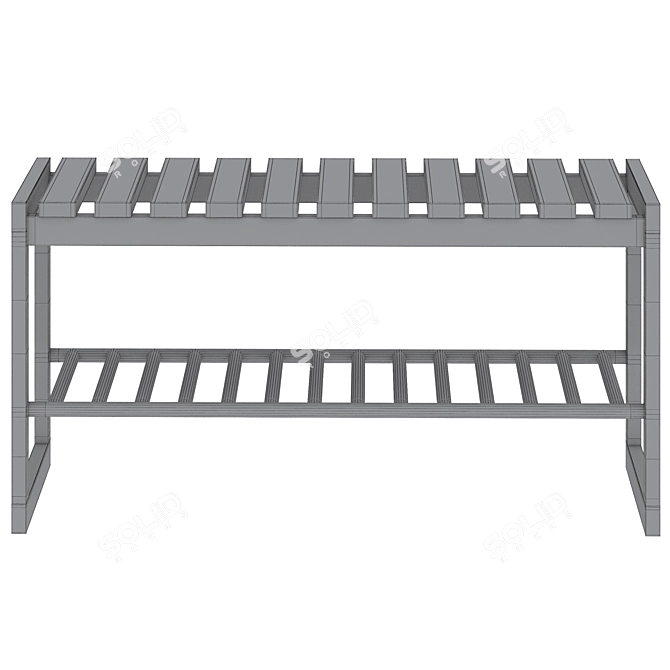 Solid Oak & Metal Bench, Kia (88x45x30 cm) 3D model image 3